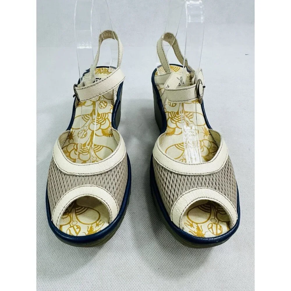 Fly London YANS190Fly Yans Tan Leather Wedge Sandal Womens EU 40 US 9-9.5